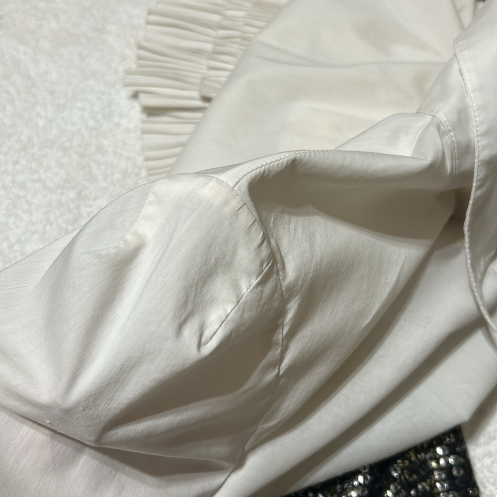 Bcbg MazAxria black and white pleated cuffs long sleeves dress Size 4 - Picture 13 of 17
